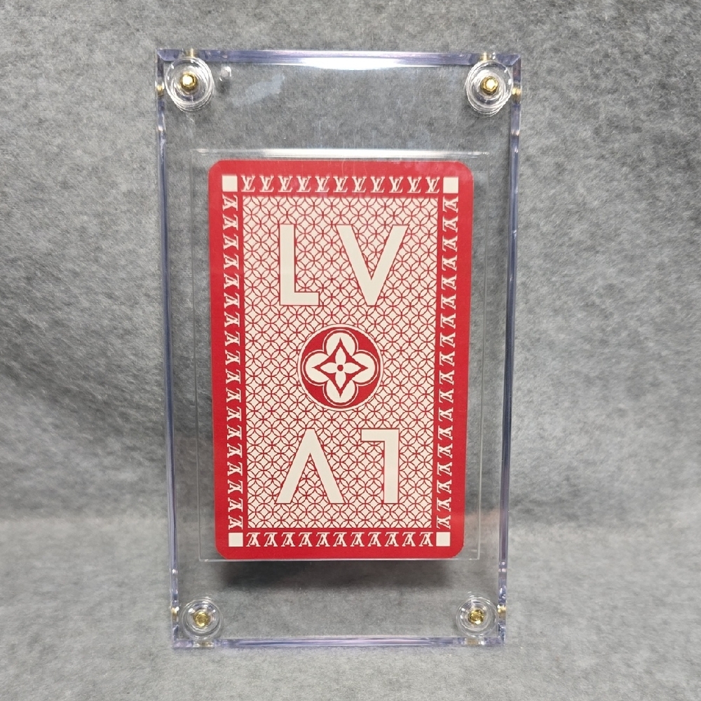 Red LV Playing Cards in Acrylic Case 2 Of Clubs